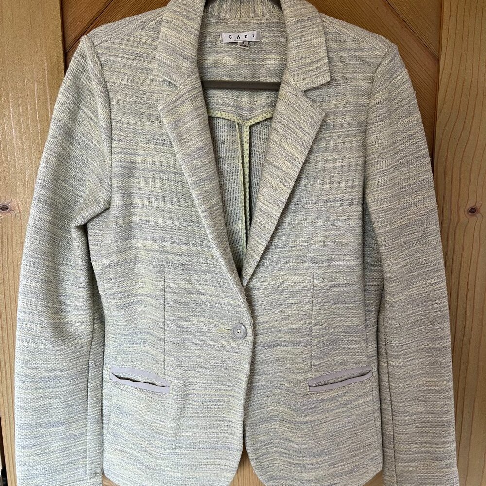 CAbi | Grey and Yellow Tweed | Cotton/Poly Blazer | Women's Size 8